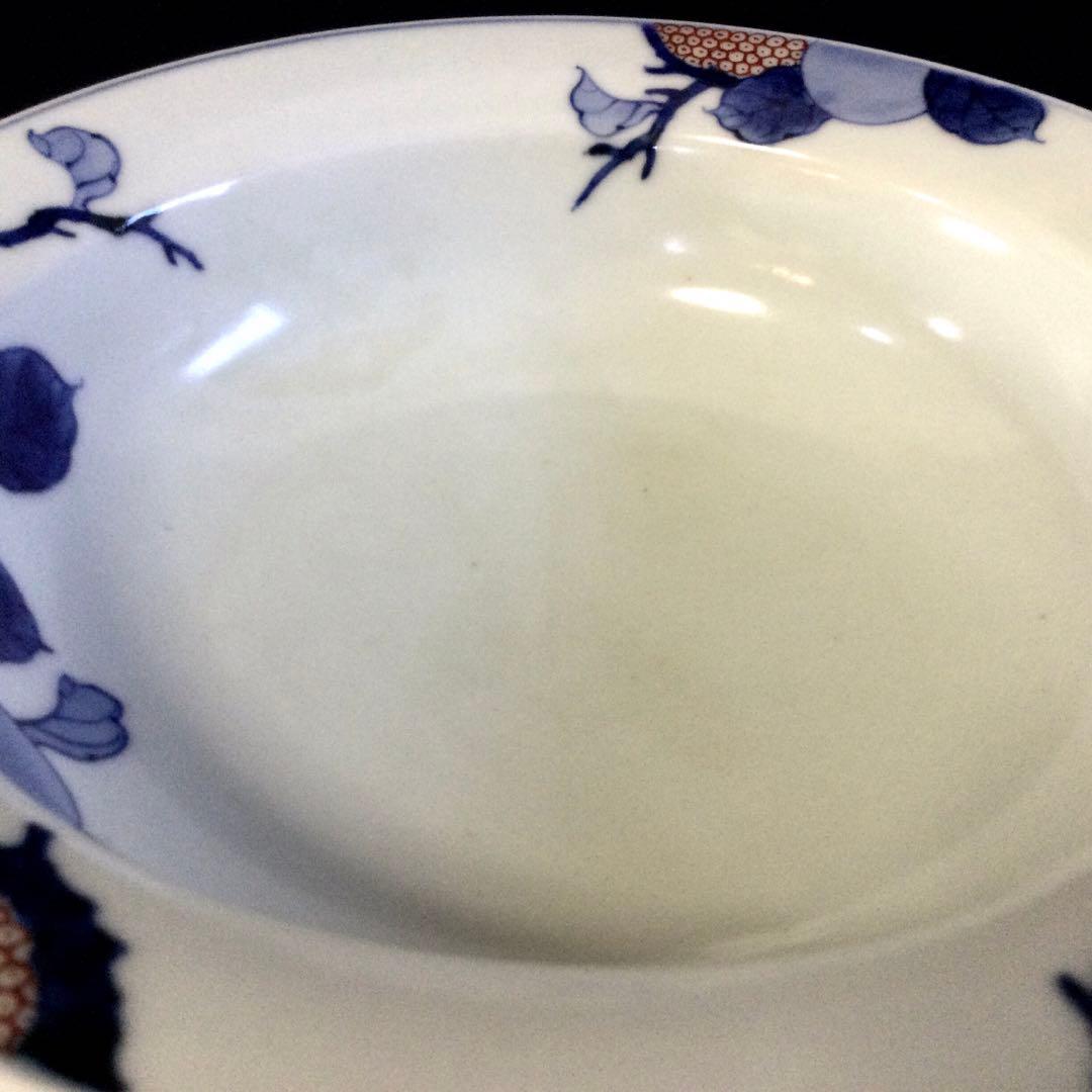 十二代柿右衛門造 染錦 柿絵鹿の子地紋 菓子器 鉢 うず福銘 木箱付 K428