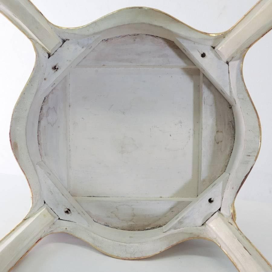 イタリア製 猫脚 スツール 金彩 ホワイトフレーム ロココ調 アンティーク調