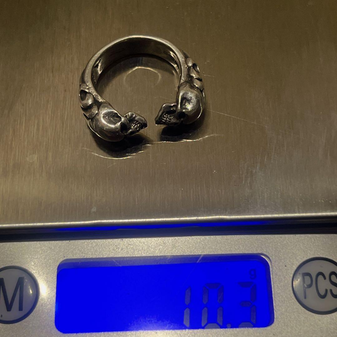 14号　CRAZY PIG TWO SKULLS RING silver925
