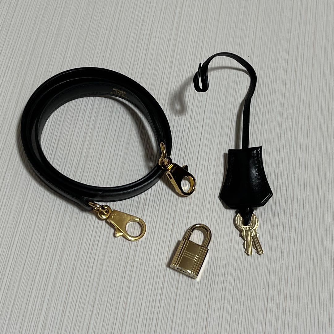 エルメス　正規品　ストラップ　クロシェット　カデナ　ブラック　ボックスカーフ