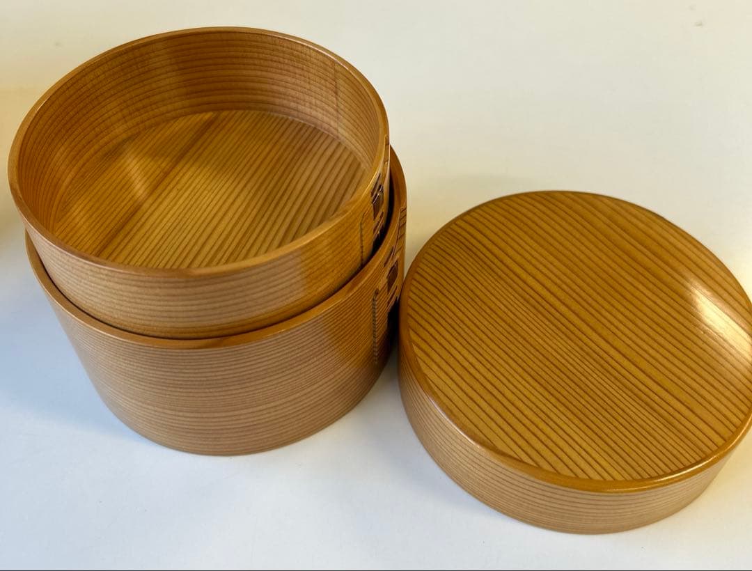 大館工芸社　秋田杉　わっぱ　弁当箱　2段　直径12㎝　高さ10㎝　未使用品