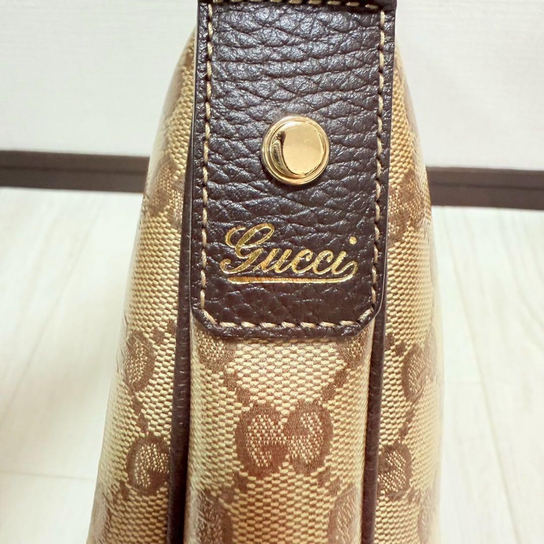 【極美品】GUCCI GGキャンバス レザー ワンショルダーバッグ