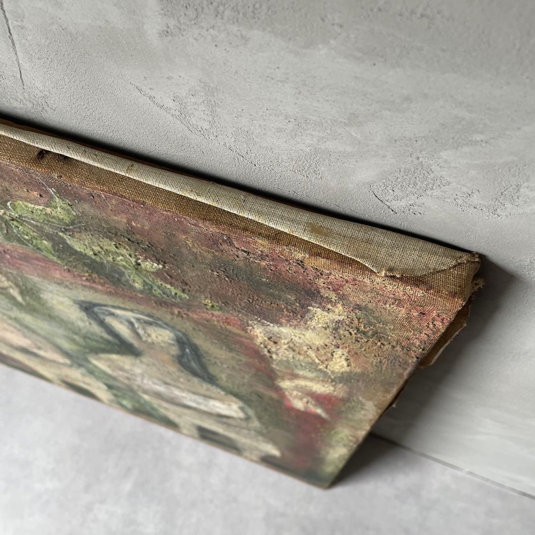 木製フレーム　キャンバス　油彩画　抽象画　人物　ヴィンテージ　画家　作家　手描き