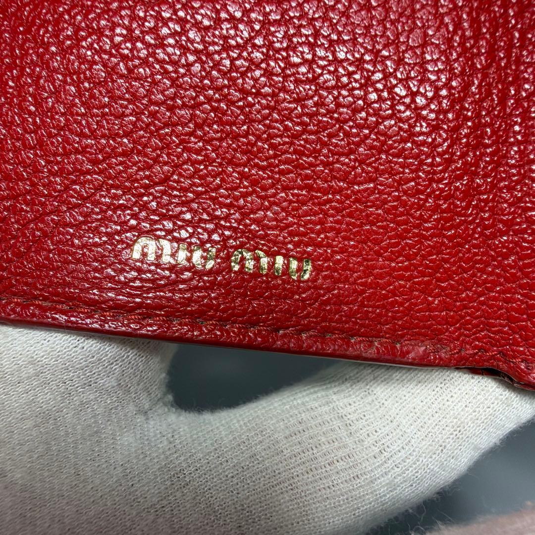 良品 MIUMIU 黒 ラブレター ハート マドラス 折り財布 ミニウォレット