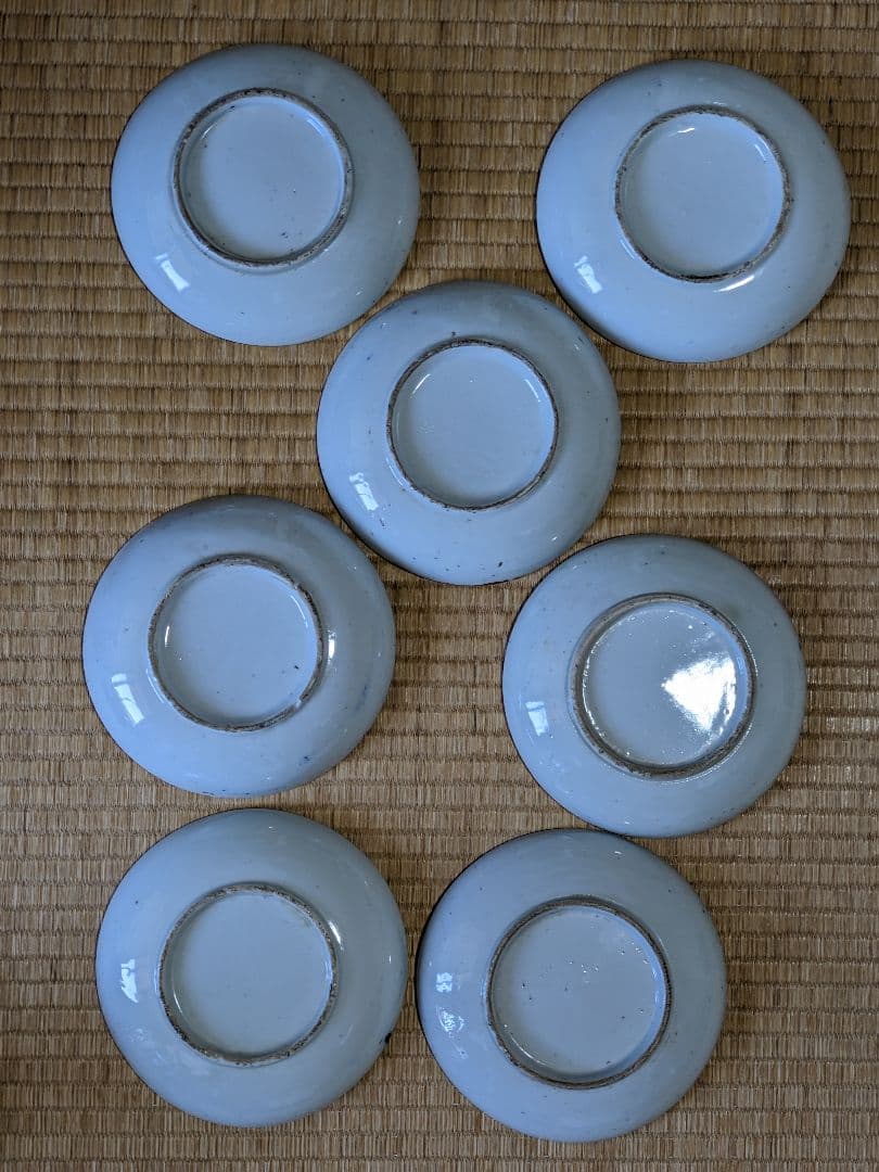 ♦明治時代 古伊万里 染付波千鳥 青海波文 中皿 コレクション骨董品アンティーク