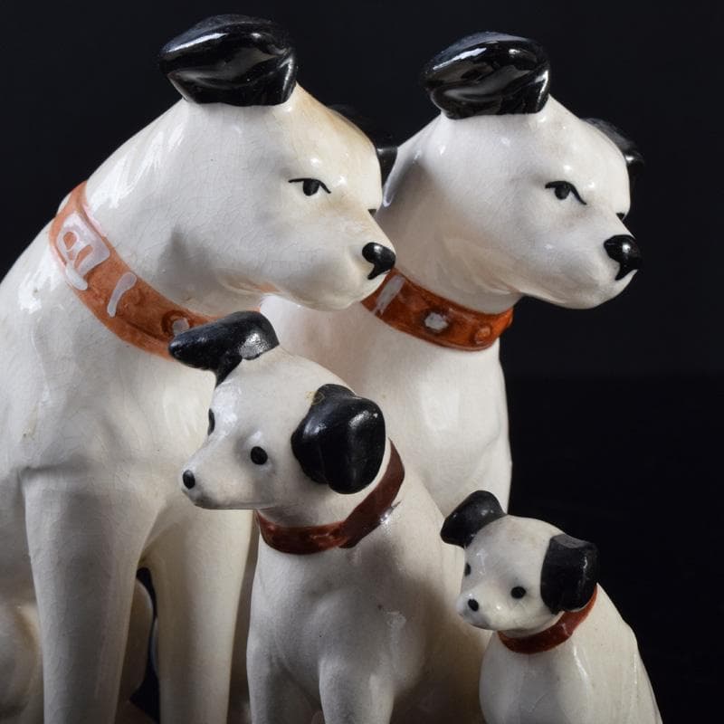 アンティーク　陶器製　ビクター犬　ニッパー君　大中小13点まとめて　M8146A