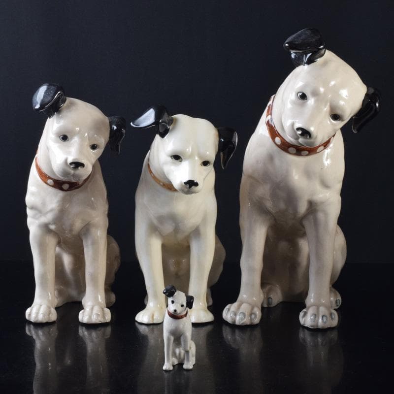 アンティーク　陶器製　ビクター犬　ニッパー君　大中小13点まとめて　M8146A