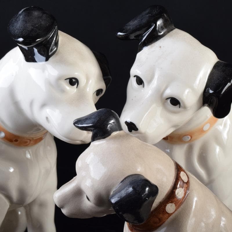 アンティーク　陶器製　ビクター犬　ニッパー君　大中小13点まとめて　M8146A