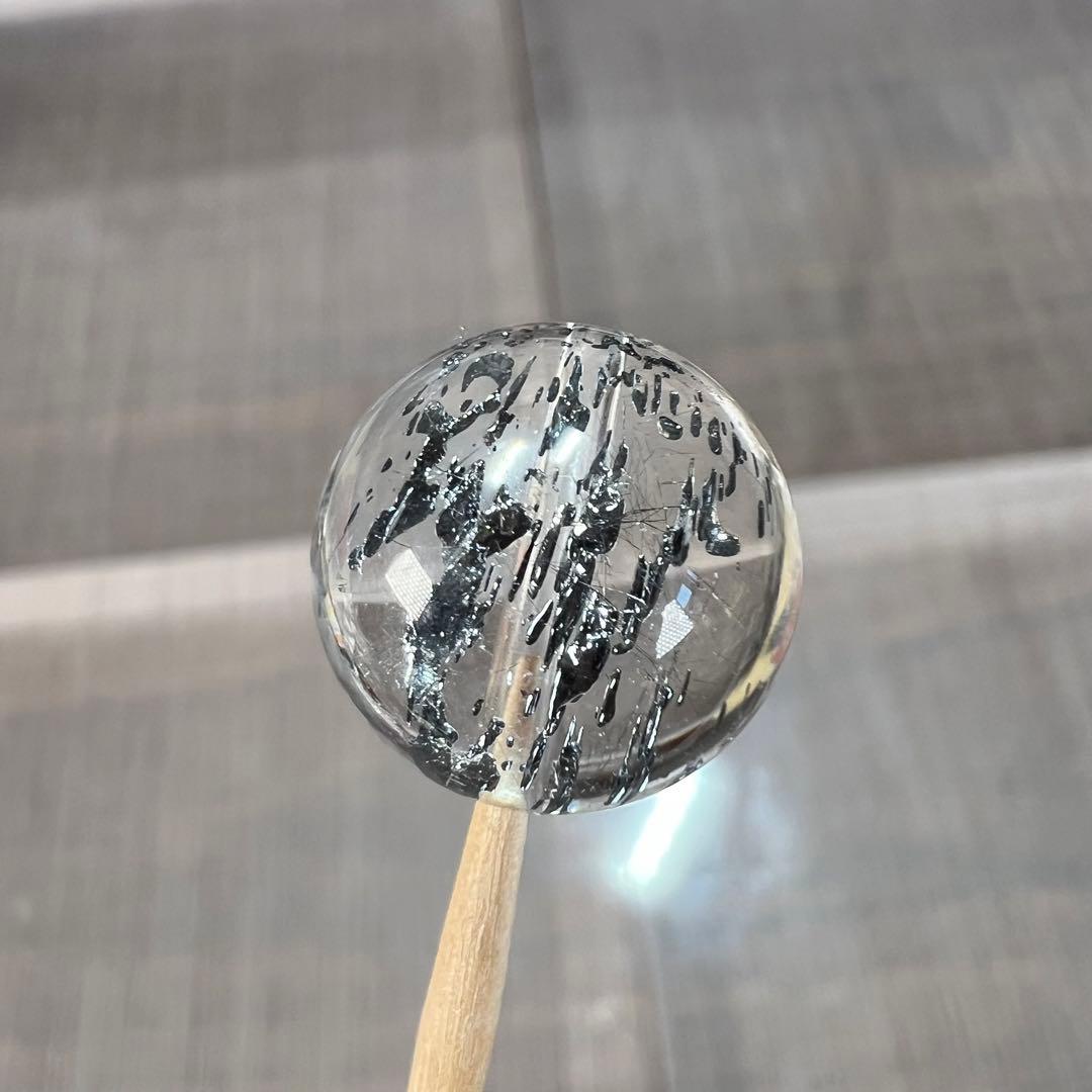 スティブナイトインクォーツ　ビーズ　2 貫通穴あり