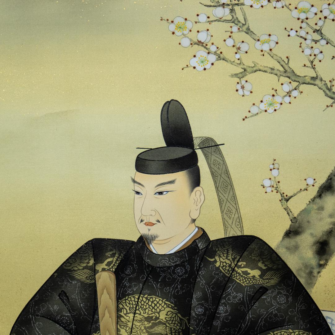 掛軸-1461　国井幸雪　菅公御真影　共箱　二重箱