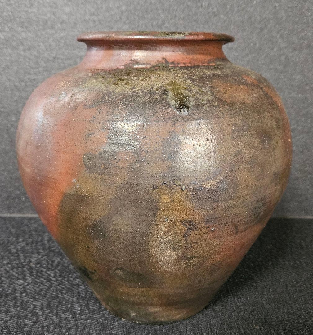 丹波立杭焼　炎　丹久　清水久夫作　丹波　窯変　壺　花入れ　オブジェ　茶道具　共箱