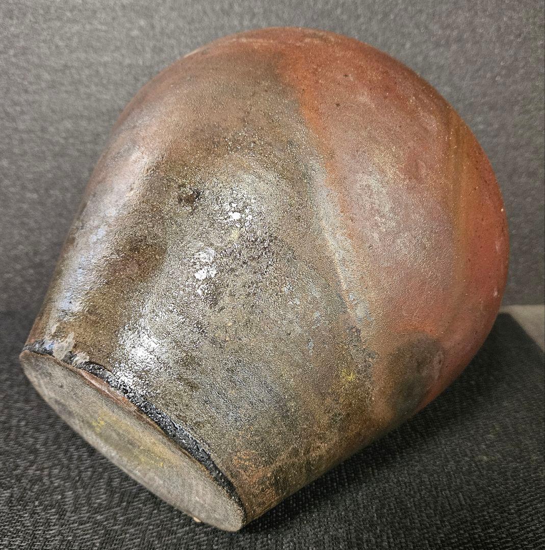 丹波立杭焼　炎　丹久　清水久夫作　丹波　窯変　壺　花入れ　オブジェ　茶道具　共箱