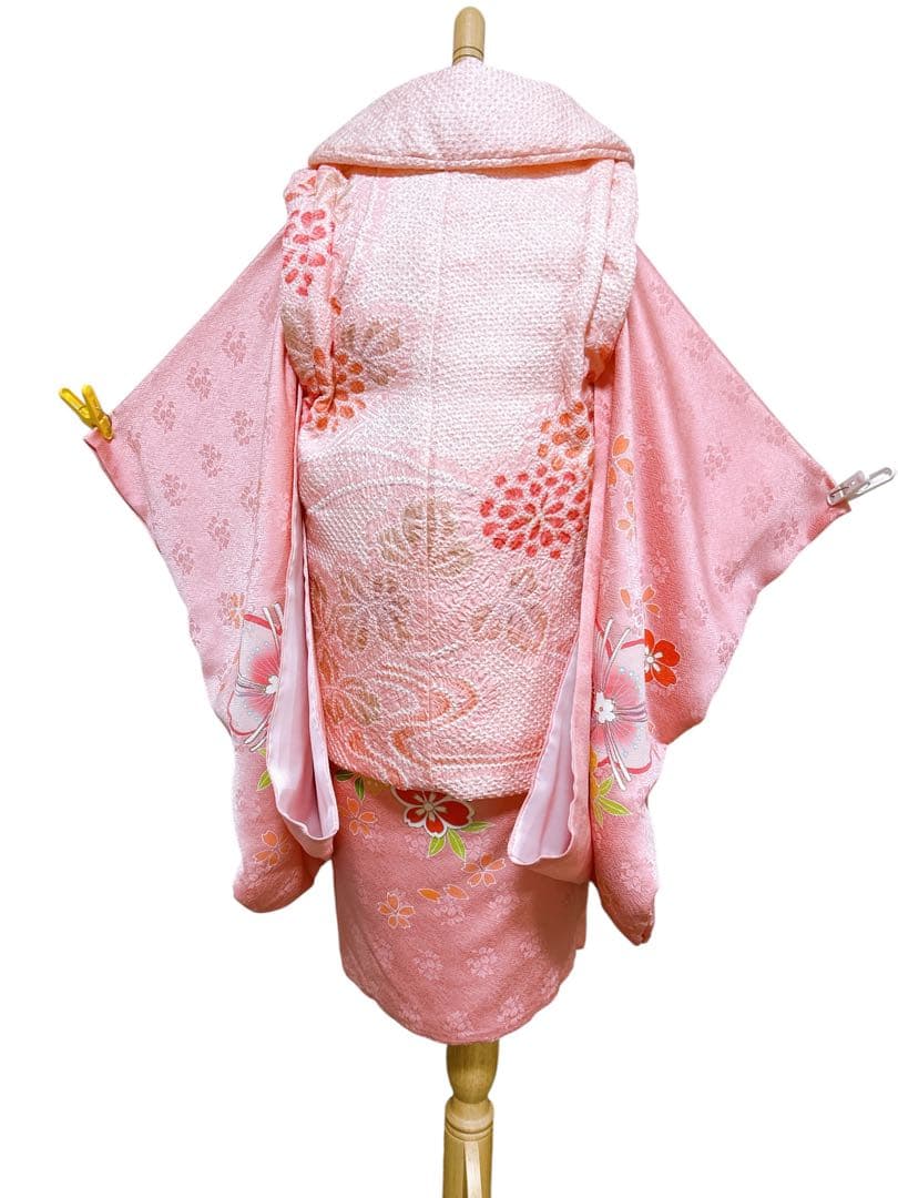 ピンク系総絞り被布♡七五三　3歳　女の子　フルセット　一式