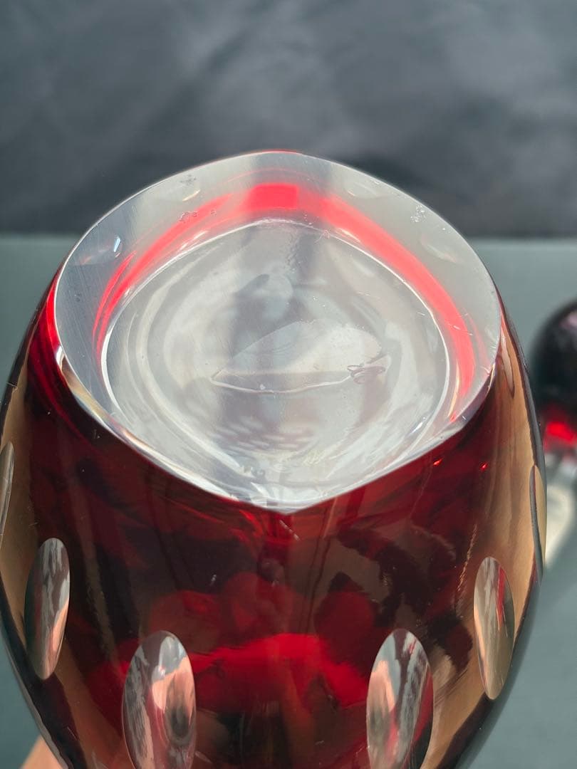 希少美品✨ボヘミアングラス エーゲルマン デカンター 赤×金彩 高級ガラス工芸品