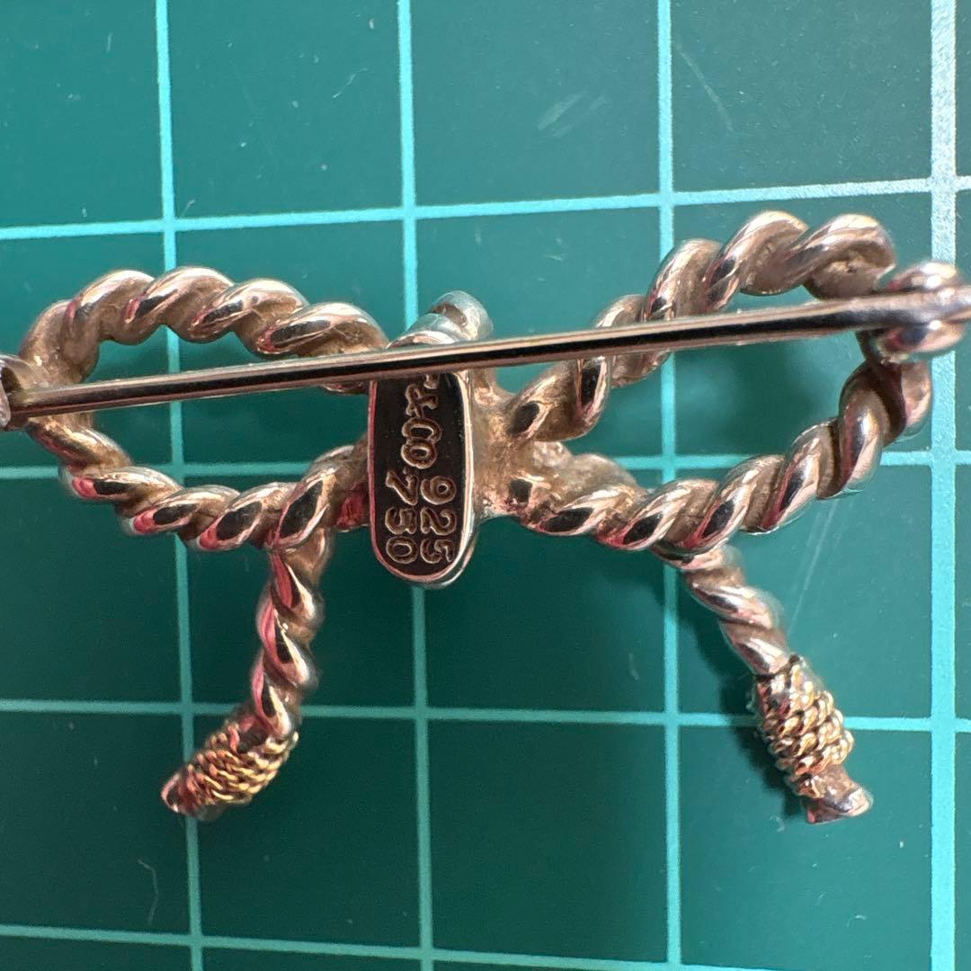 TIFFANY&Co. コンビ ツイスト ロープ リボン ブローチ