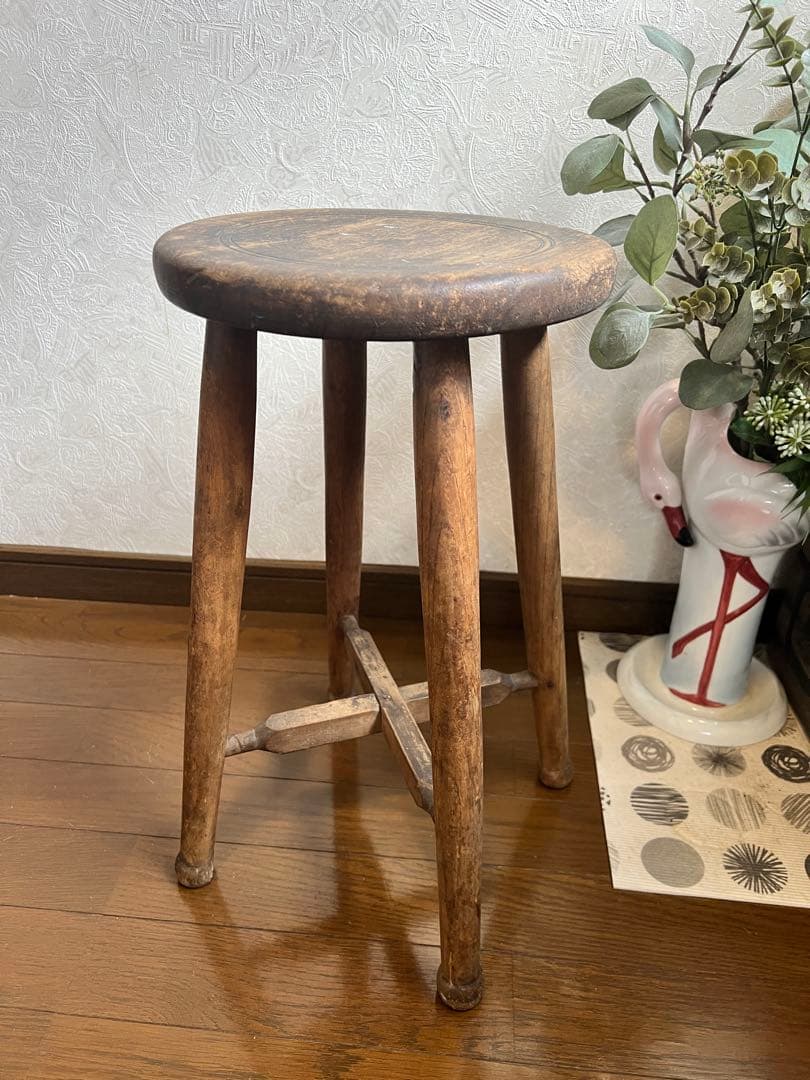 アンティーク スツール ウッドスツール 丸椅子 イス キッチン