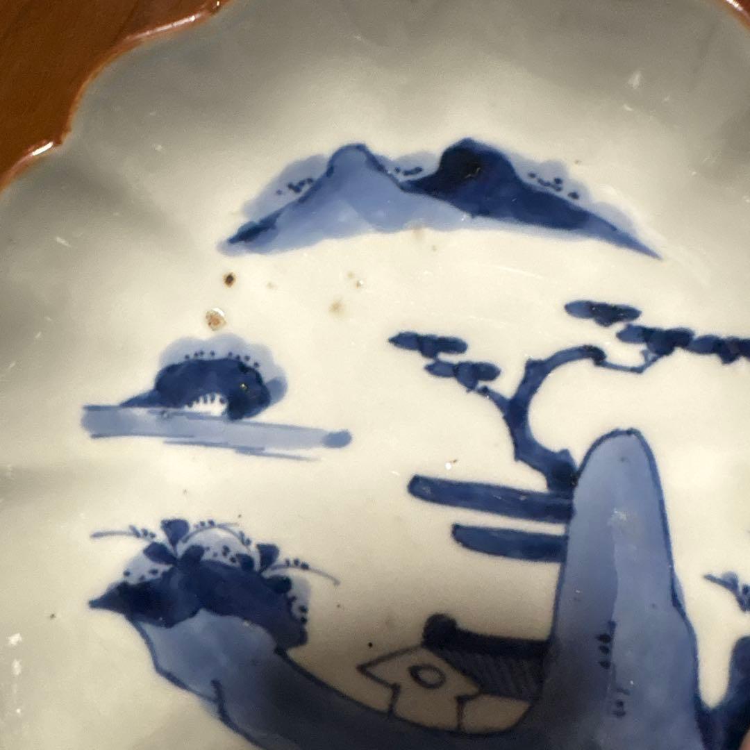 最処古伊万里染付なます皿（鉢）五個セット濃淡の色合い綺麗な山水こだわりの裏印名品