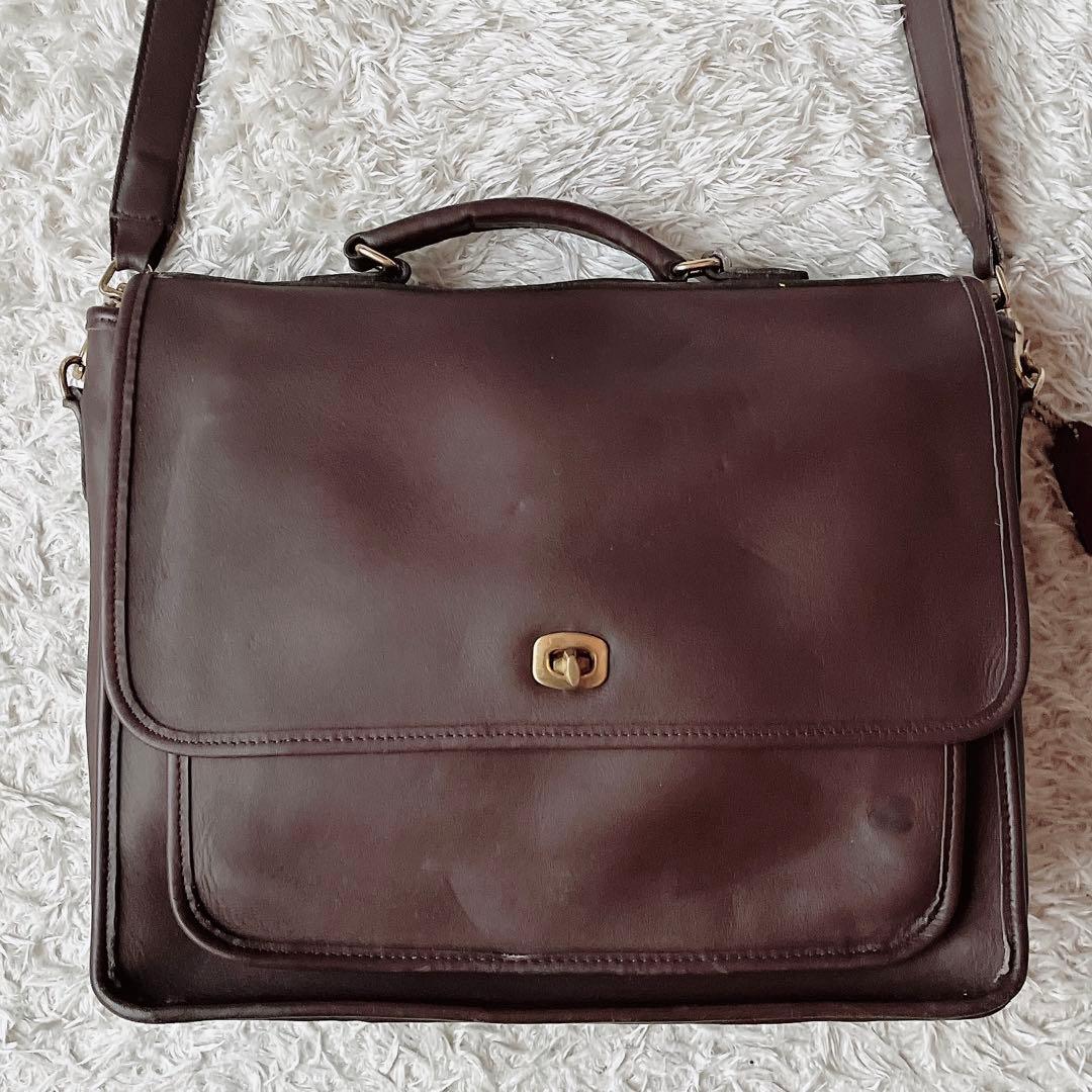 オールドコーチ USA製 ショルダーバッグ ブリーフケース ターンロック 茶系