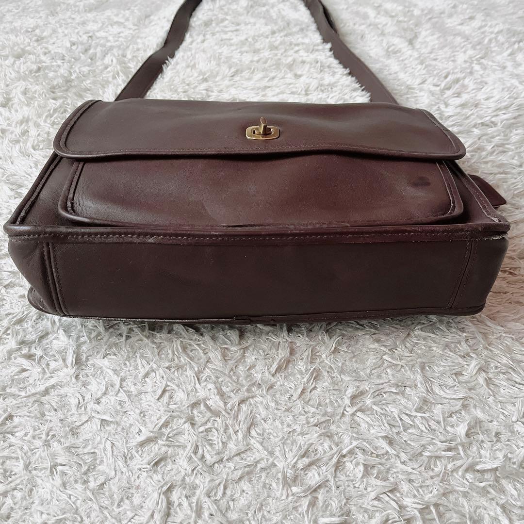 オールドコーチ USA製 ショルダーバッグ ブリーフケース ターンロック 茶系