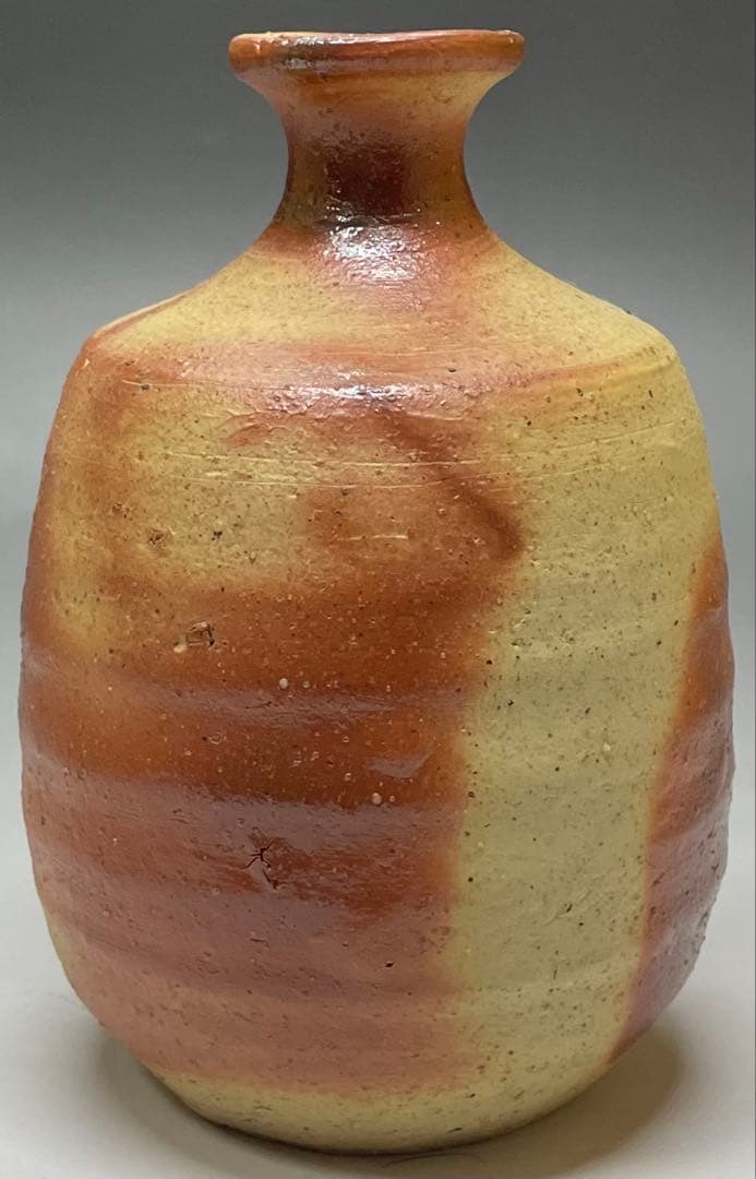 人間国宝　伊勢崎淳　備前緋襷徳利　備前焼　共箱(四方桟盛蓋) 栞　d1194