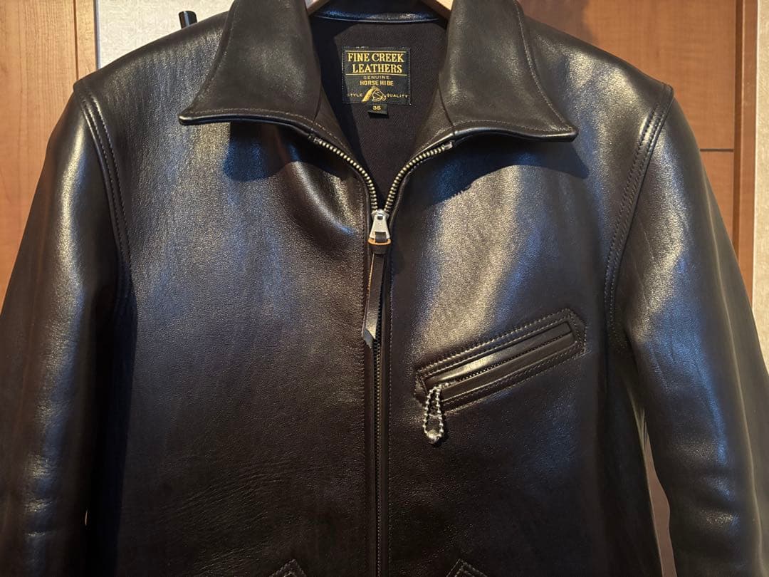 ファインクリークレザーズ　サンタアニタ　レザースポーツジャケット　36　黒　馬革