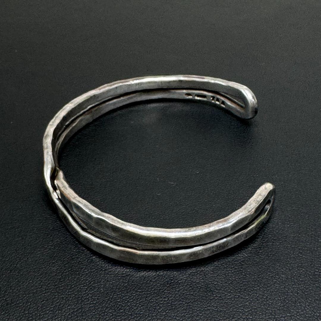 【シルバー980】 市松 クロス バングル ブレスレット ハンドメイド