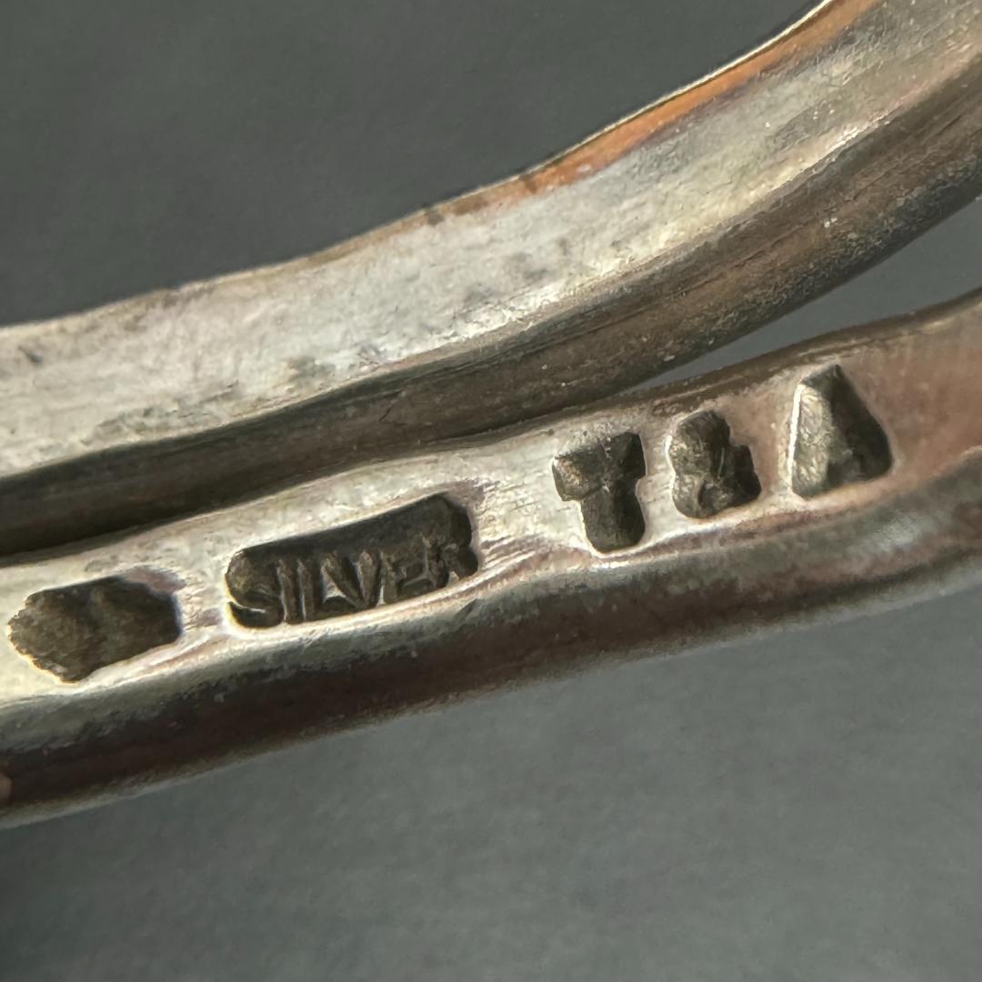 【シルバー980】 市松 クロス バングル ブレスレット ハンドメイド