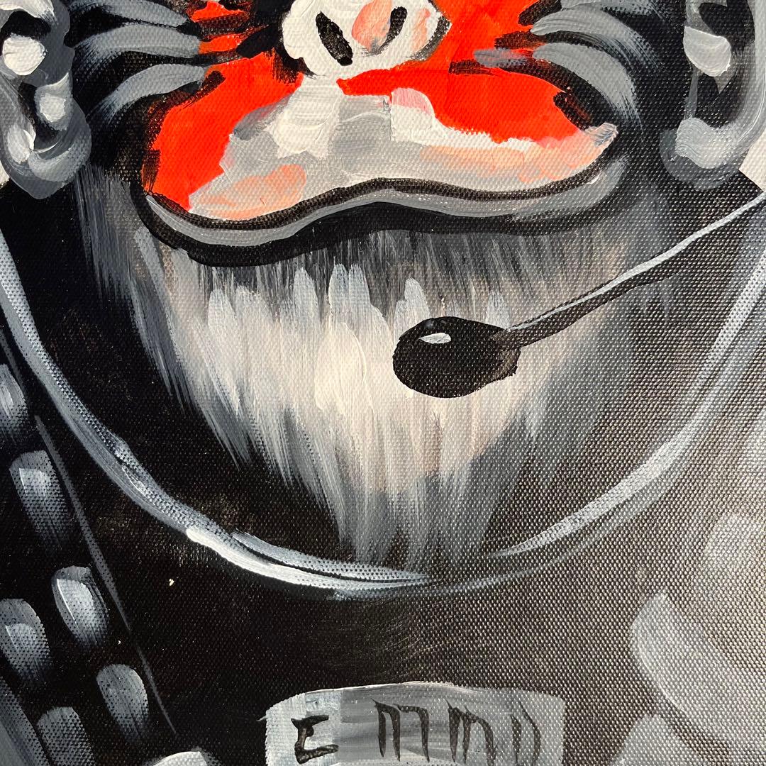 手書き油絵 astronaut monkey絵画 額付き インテリア 油彩画