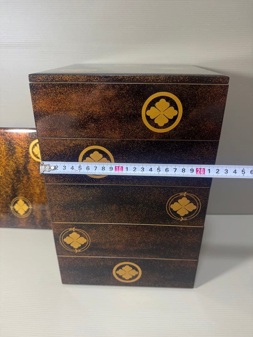 2088 輪島塗り　沈金重箱　金蒔絵　蓋2枚　5重　高級