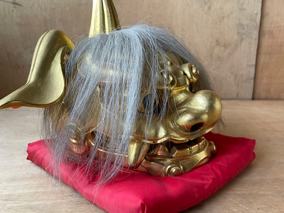 井波彫刻　獅子頭　獅子舞　幅37.6cm 木製