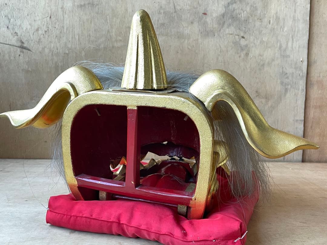 井波彫刻　獅子頭　獅子舞　幅37.6cm 木製