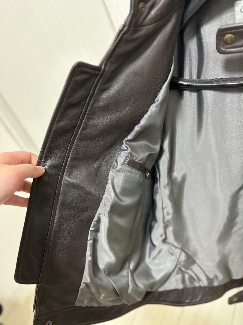 美品BEAMS QUATTROCCHIシープスキンライダースジャケット ブラウン