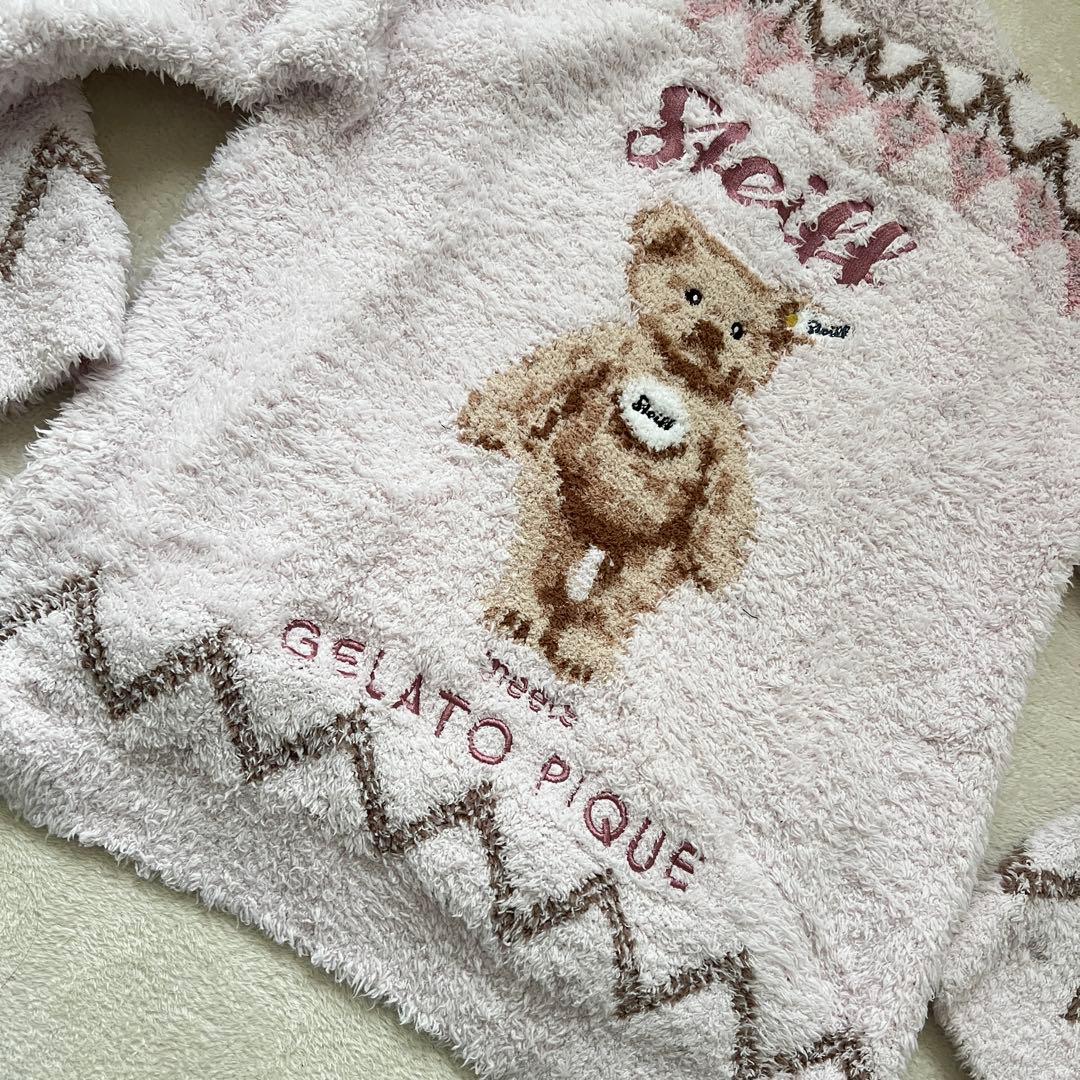 新品！ ジェラートピケ　Steiff シュタイフコラボ　カーディガン　ピンクベア