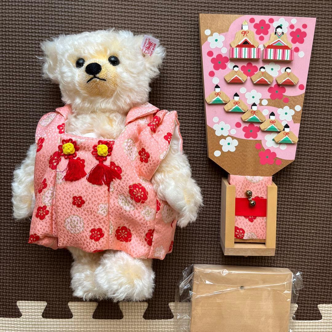 シュタイフ ひなベア　雛飾り羽子板付き　節句　ひな祭り　七五三