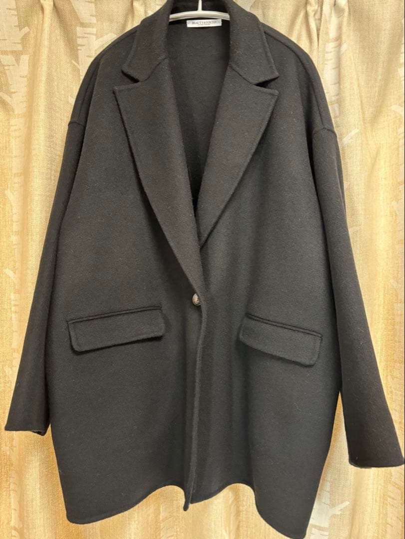 【未使用】BEAUTY&YOUTH リバー テーラードミドルコート　黒M