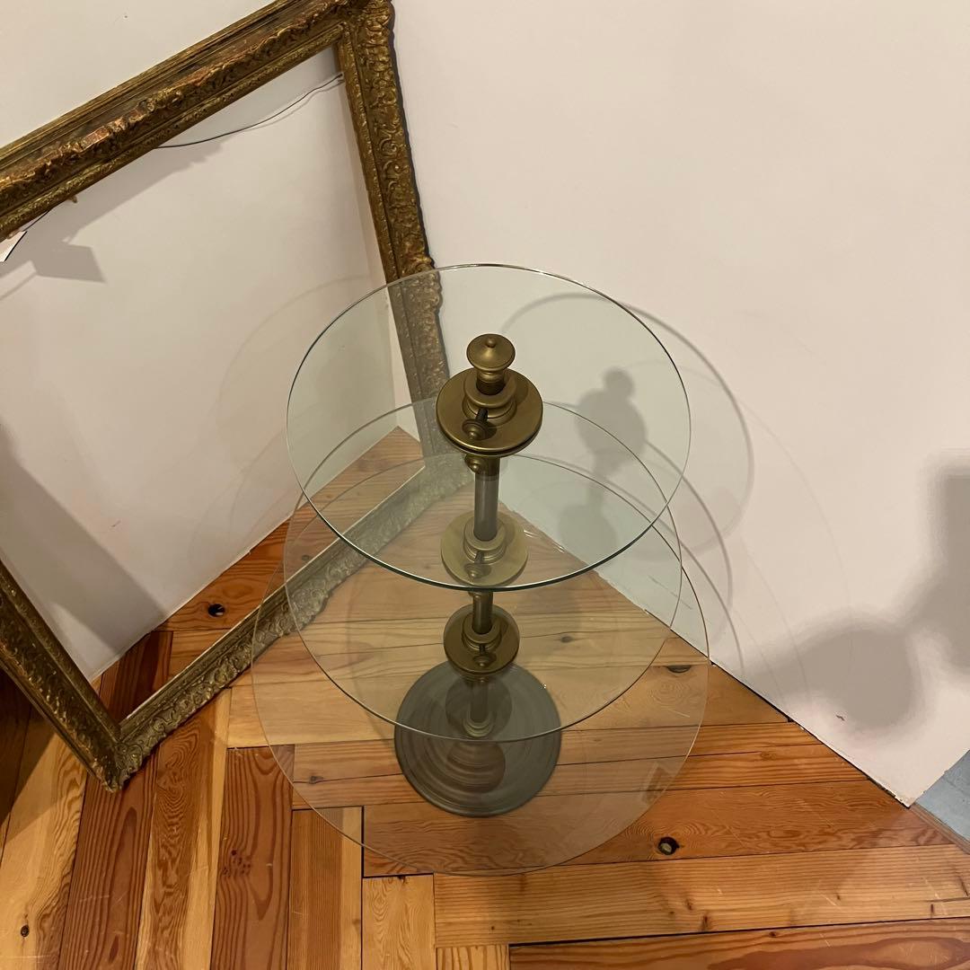 アンティーク　ガラスケース　ディスプレイシェルフ 真鍮　ケーキスタンド