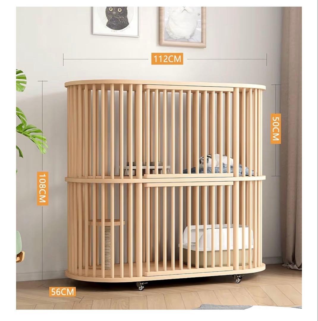 木製　キャットケージ　大型　2段 キャスター付き