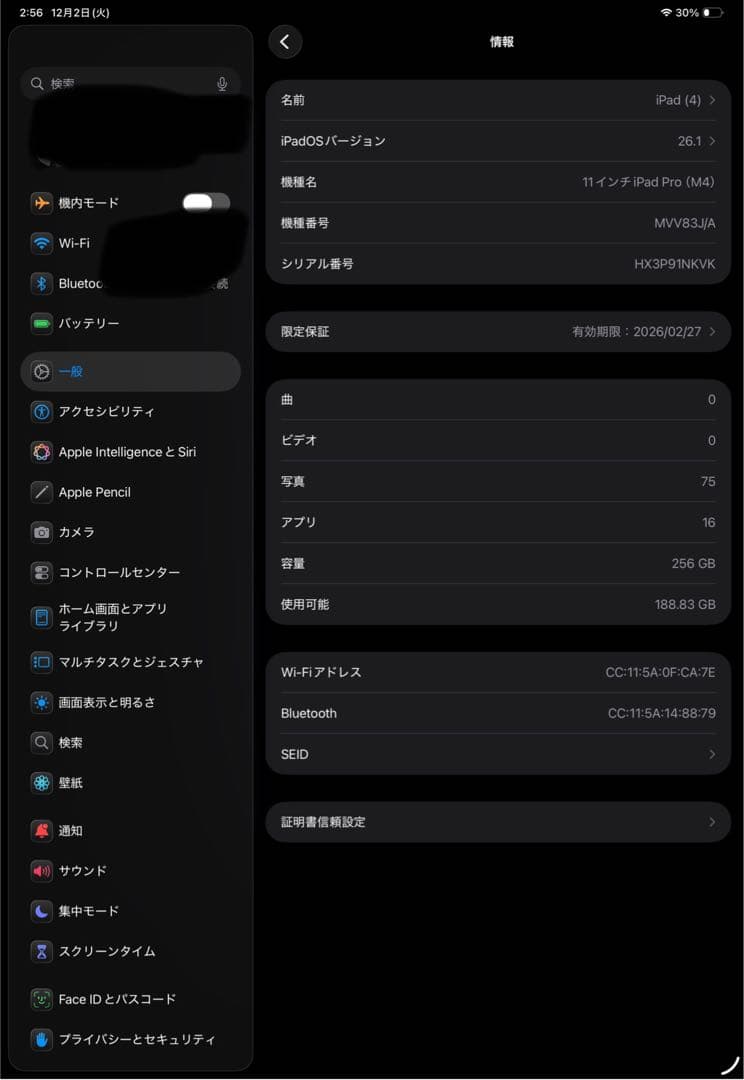 iPad Pro M4 11インチ　256GB Wi-Fiモデル