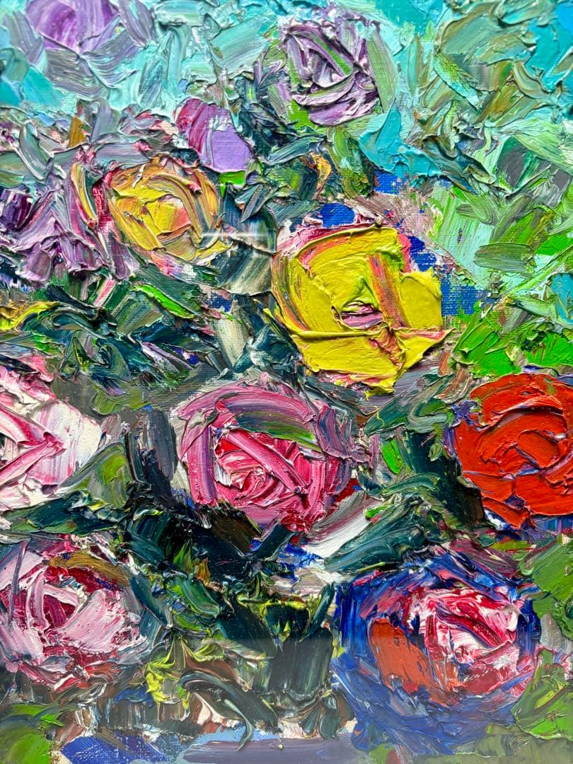 ケ*ん様 #藤田謹三「ばら」1970年 油彩画 額装 直筆サイン