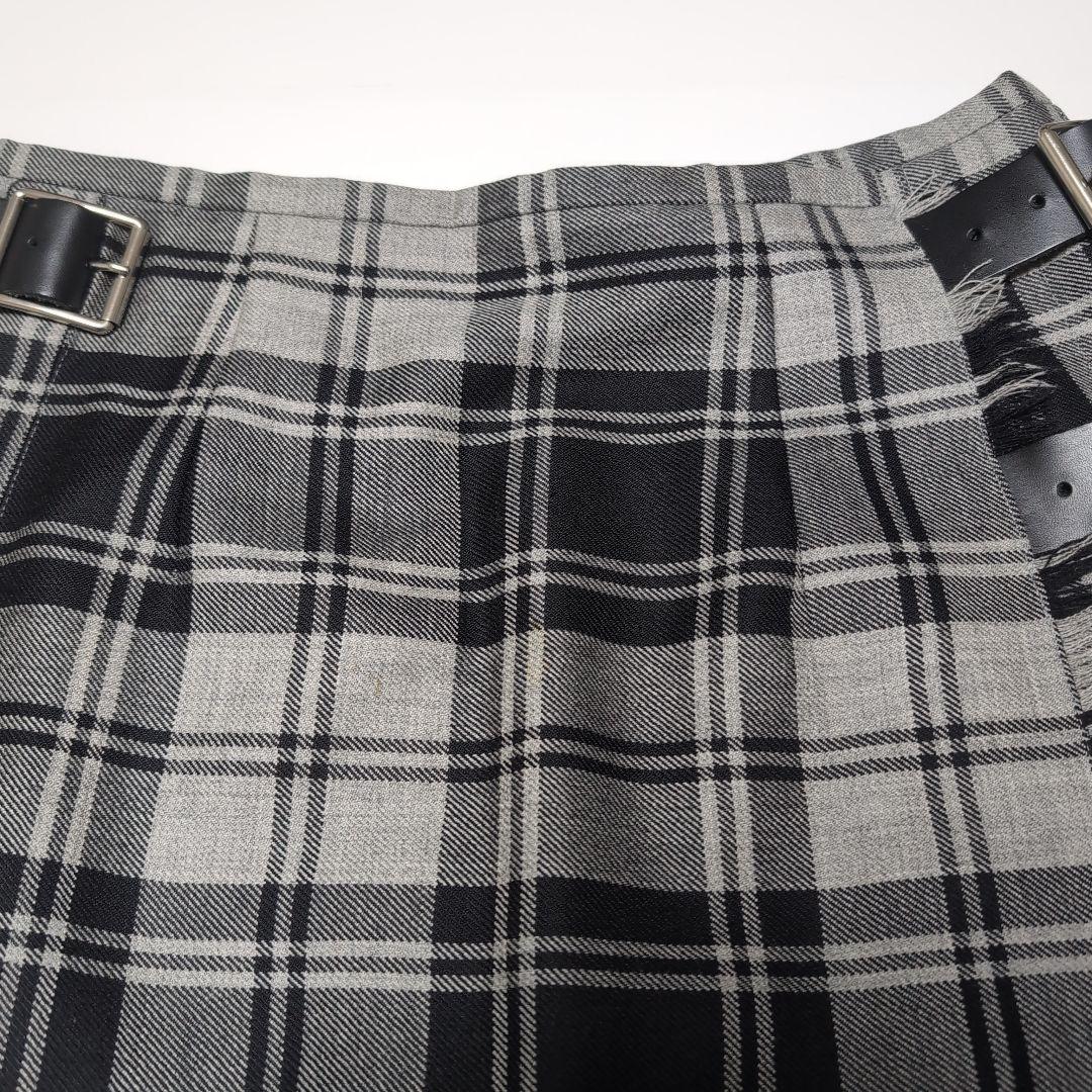 美品★オニールオブダブリン　チェック キルト ラップスカート 太ベルト★ピン付