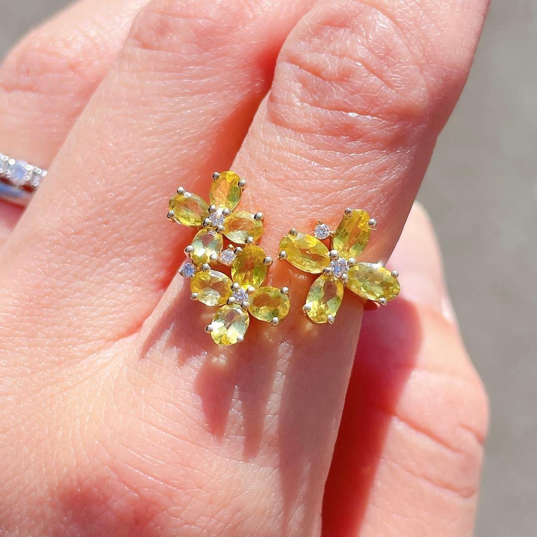 K18 カナリートルマリン　フラワー　デザインリング　12号