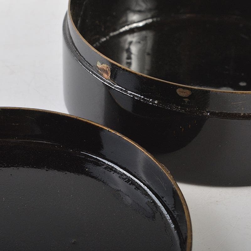 韓国漆器　螺鈿細工　圓式菓子器　小物入　宝石箱　箱付　C　R7470