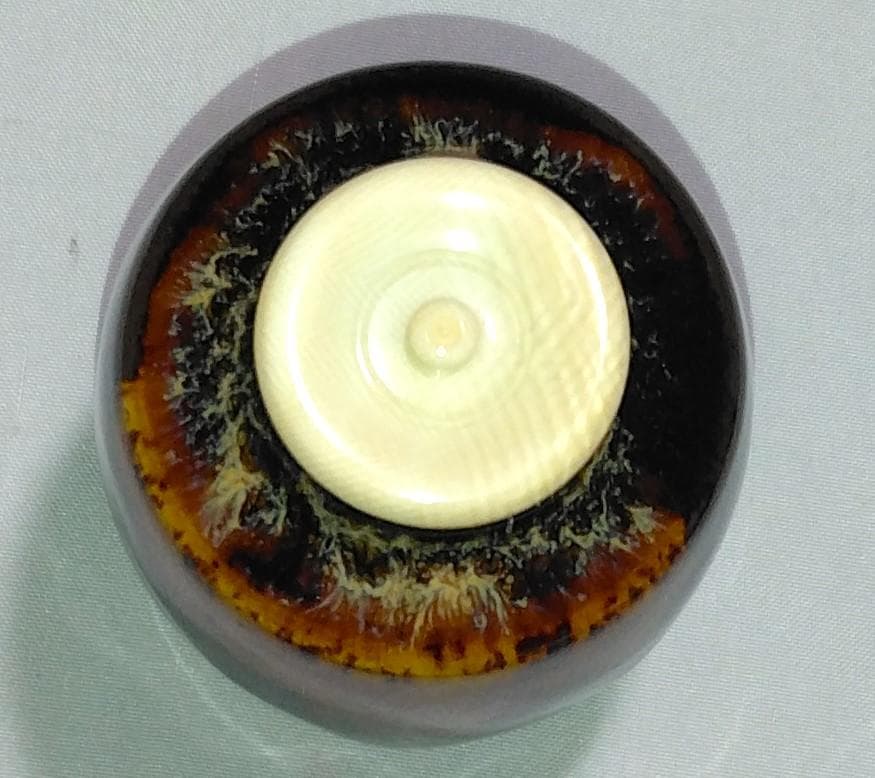 茶道具　京都洛東　桶谷定一作　肩衝茶入　段七宝紋仕覆付き　美品！！