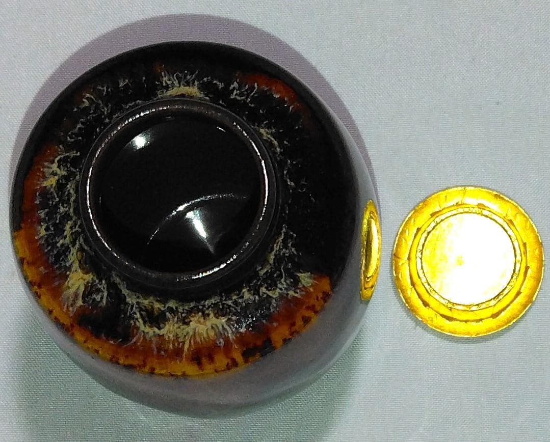 茶道具　京都洛東　桶谷定一作　肩衝茶入　段七宝紋仕覆付き　美品！！