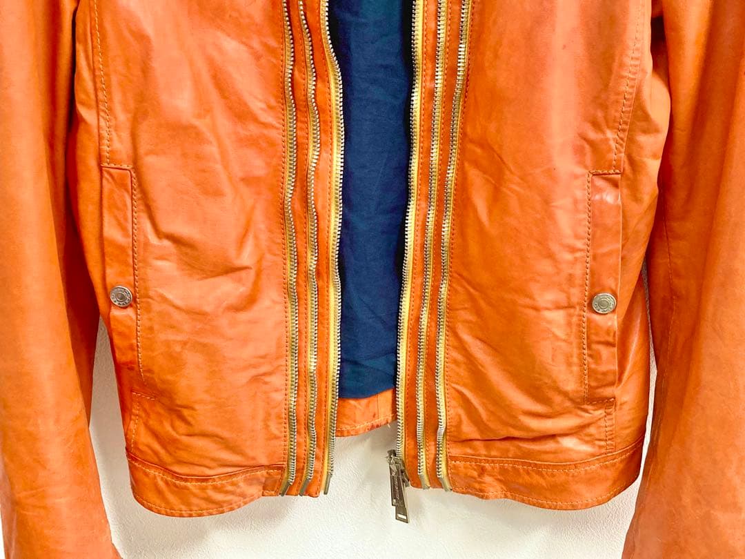 ディースクエアード　ライダースジャケット　オレンジ
