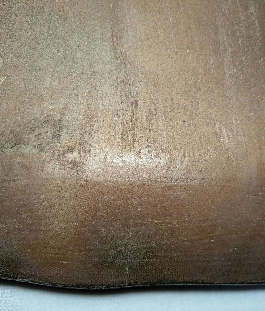 【直しあり】岡山県重要無形文化財 山本出 備前焼 足付縞文様長方皿 花台 陶板