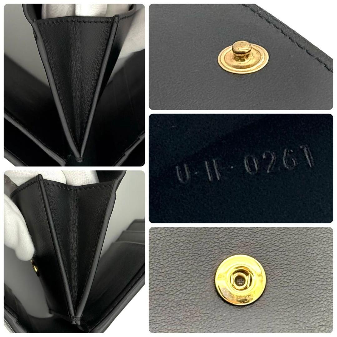 セリーヌ 折財布 トリオンフ フラップ ウォレット 三つ折り 黒 2604