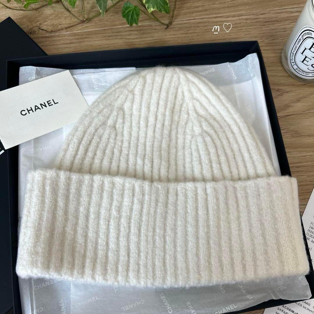 CHANEL　シャネル　カシミヤシルク　ココマークニットキャップ　ビニー帽子