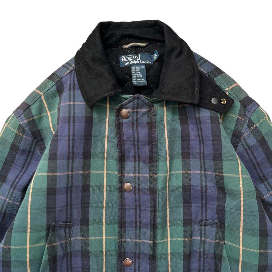 ポロバイラルフローレン　チェック柄　オイルジャケット　ハンティングジャケット　S