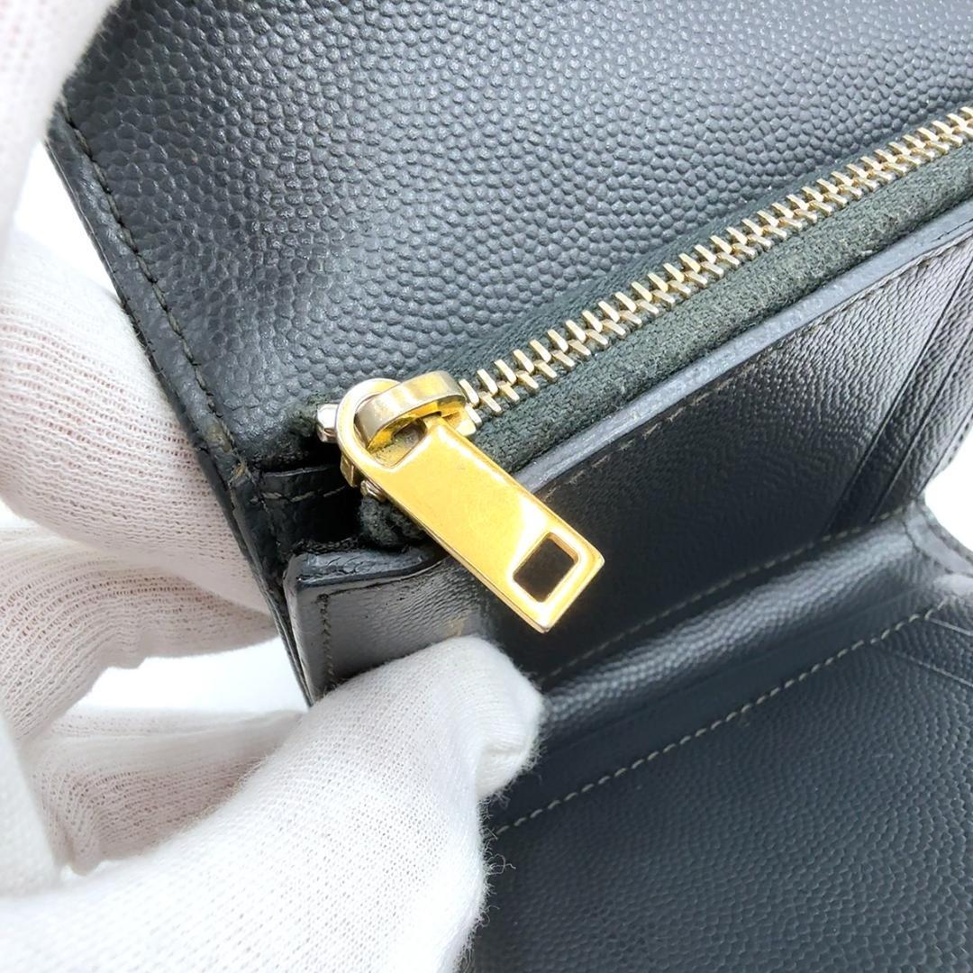 ◇サンローラン◇レザー/Vステッチ/コンパクト/三つ折り財布/PLB403943